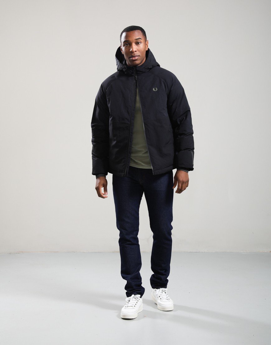 Fred Perry Fabric Block Padded Jacket Black