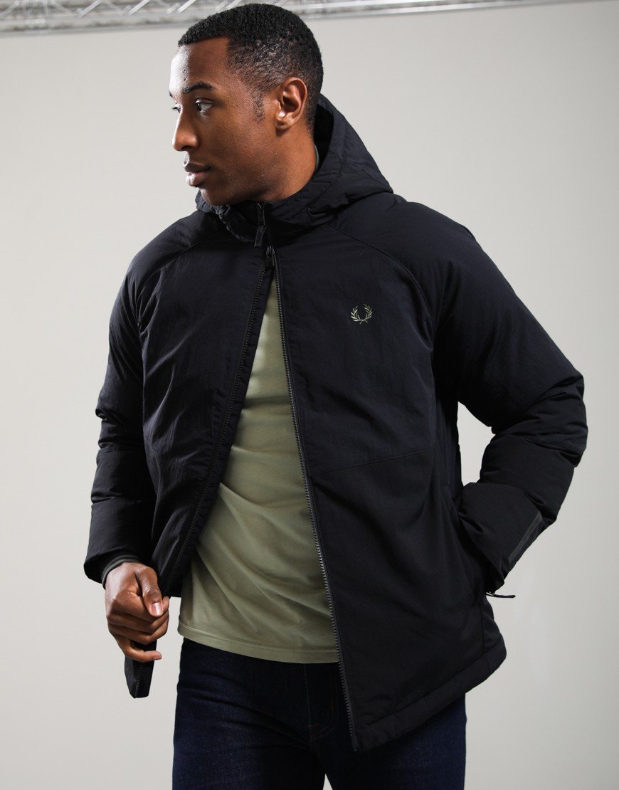 Fred Perry Fabric Block Padded Jacket Black