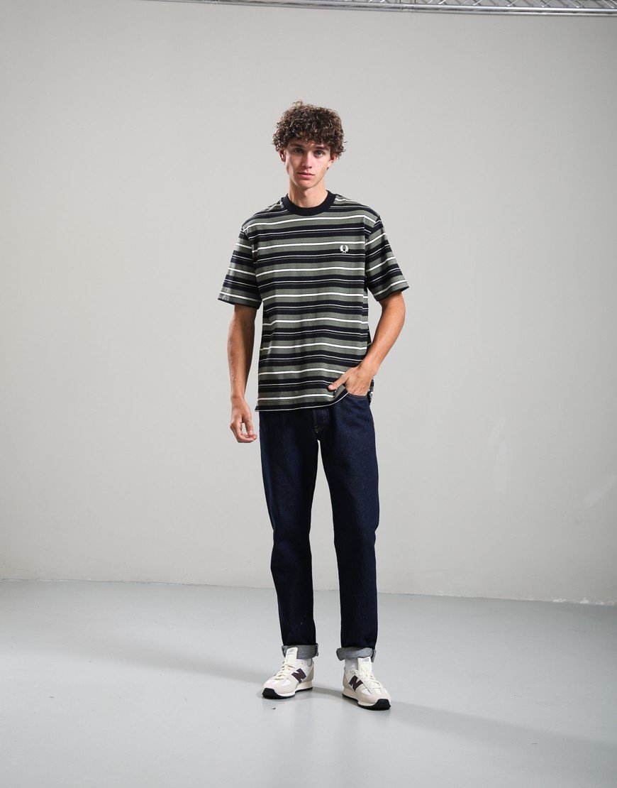 Fred Perry Heavyweight Striped T-Shirt Black
