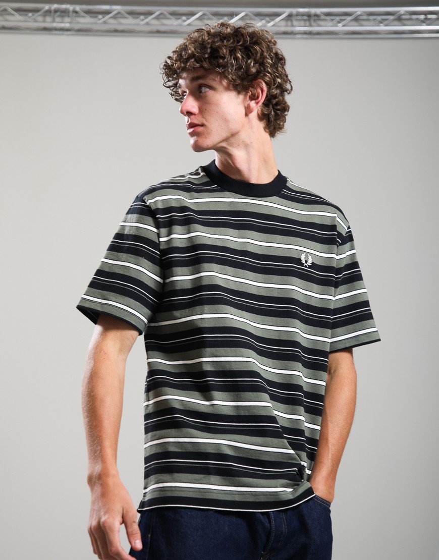 Fred Perry Heavyweight Striped T-Shirt Black