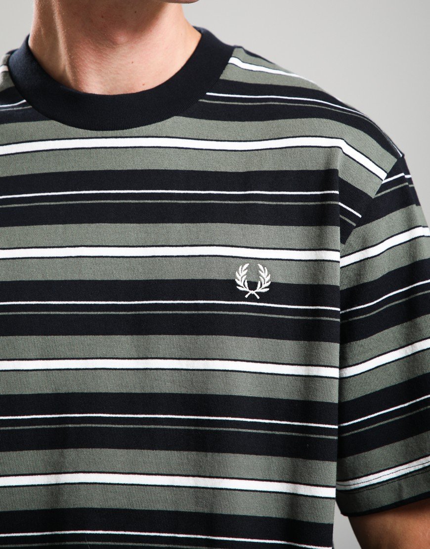 Fred Perry Heavyweight Striped T-Shirt Black