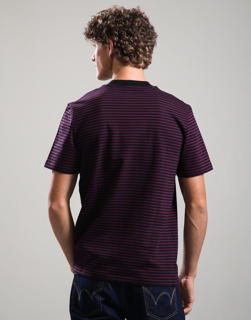 Fred Perry Fine Stripe Heavyweight T-Shirt Plum