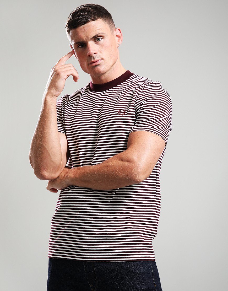 Fred Perry Fine Stripe T-Shirt Oxblood
