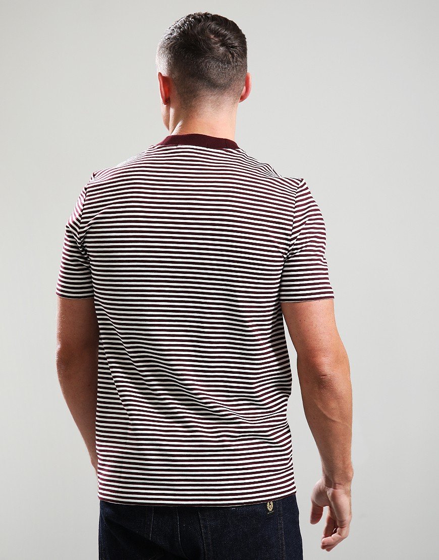 Fred Perry Fine Stripe T-Shirt Oxblood