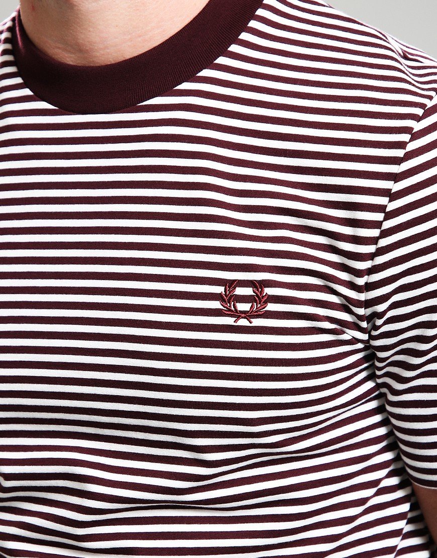 Fred Perry Fine Stripe T-Shirt Oxblood