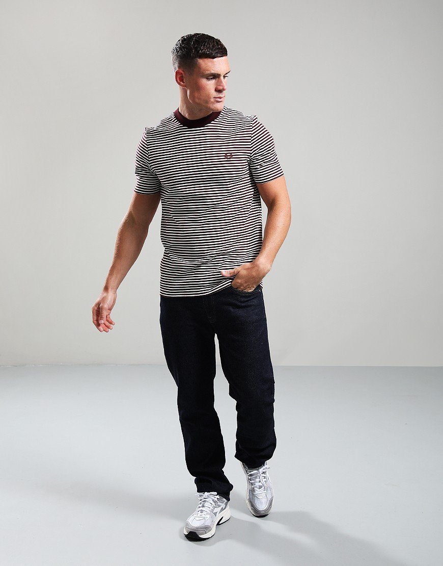 Fred Perry Fine Stripe T-Shirt Oxblood