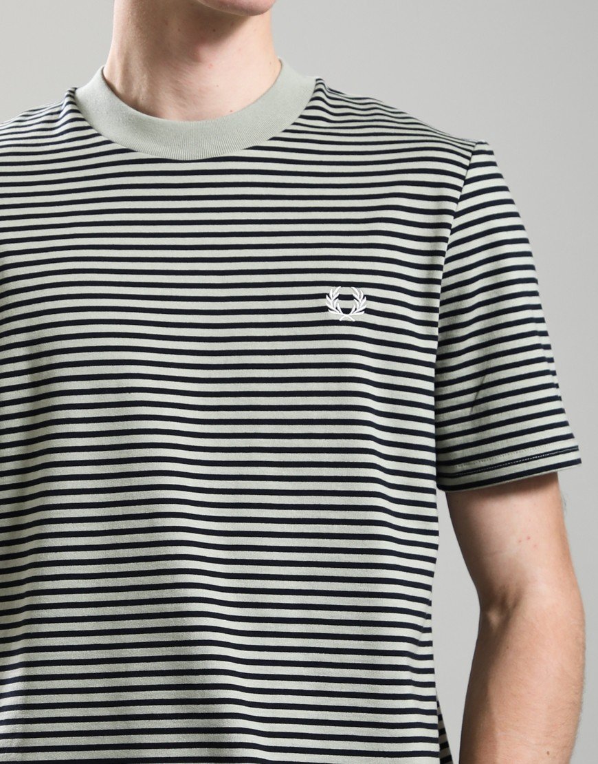 Fred Perry Fine Stripe Heavyweight T-Shirt Seagrass