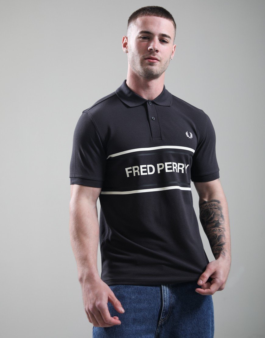Fred Perry Graphic Polo Shirt Anchor Grey