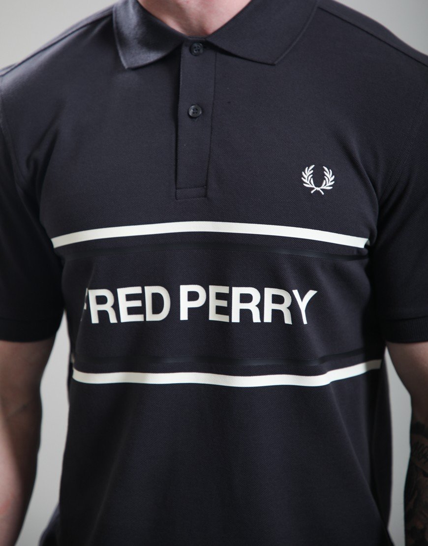 Fred Perry Graphic Polo Shirt Anchor Grey