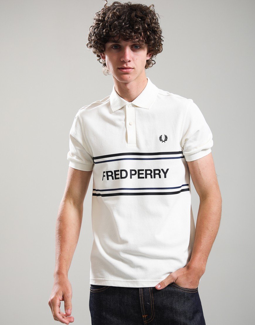 Fred Perry Graphic Polo Shirt Ecru