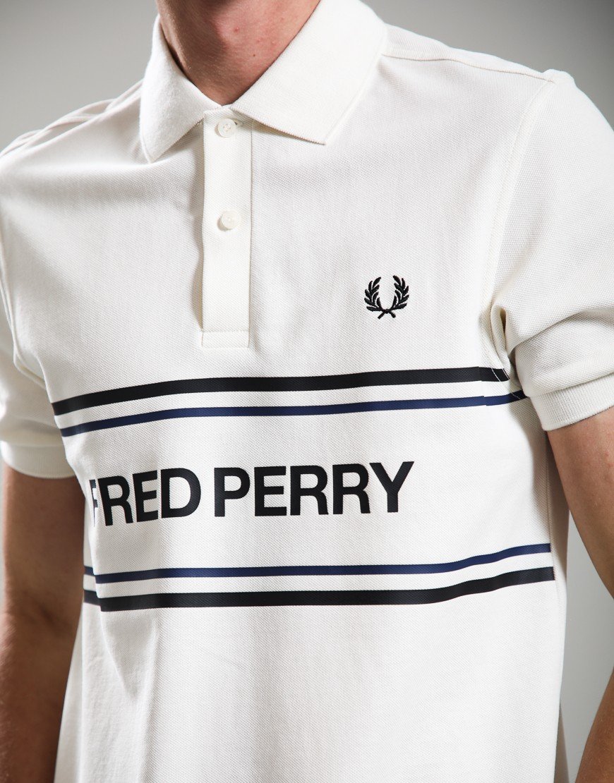 Fred Perry Graphic Polo Shirt Ecru