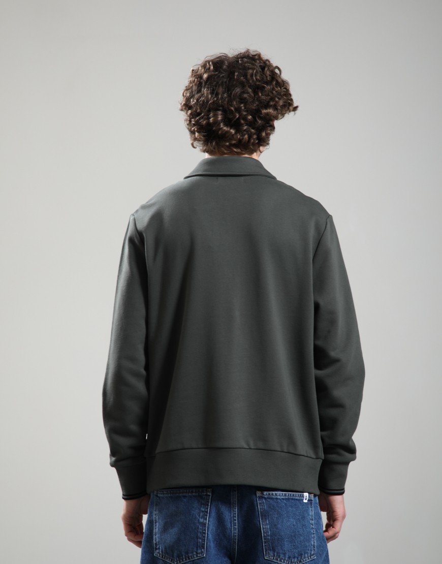 Fred Perry Half Zip Collared Sweatshirt Field Green