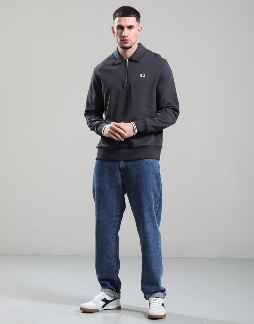 Fred Perry Half Zip Collared Sweatshirt Anchor Grey