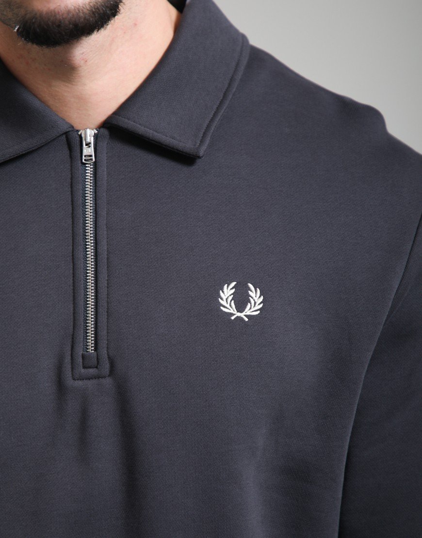 Fred Perry Half Zip Collared Sweatshirt Anchor Grey