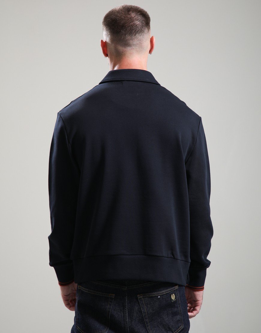 Fred Perry Half Zip Collared Sweatshirt Navy