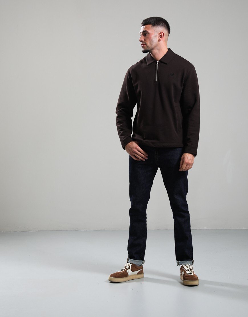 Fred Perry Half Zip Smock Sweat Rich Brown