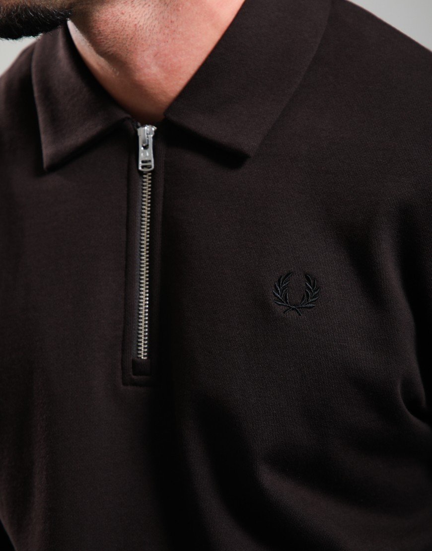 Fred Perry Half Zip Smock Sweat Rich Brown
