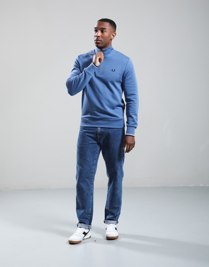 Fred Perry Half Zip Sweat Ace Blue/Tennis Blue