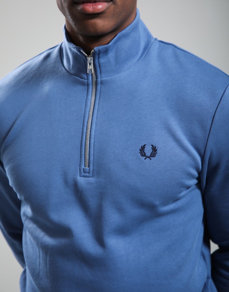 Fred Perry Half Zip Sweat Ace Blue/Tennis Blue