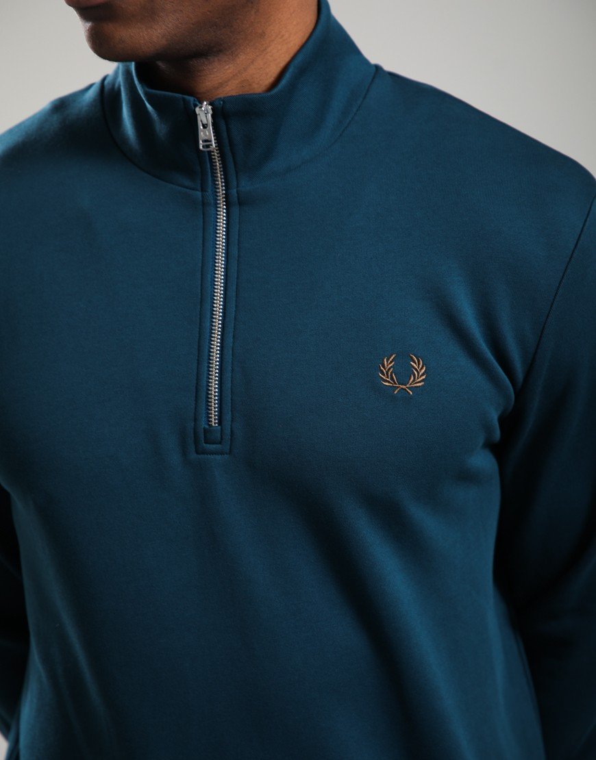 Fred Perry Half Zip Sweat Petrol/Stone