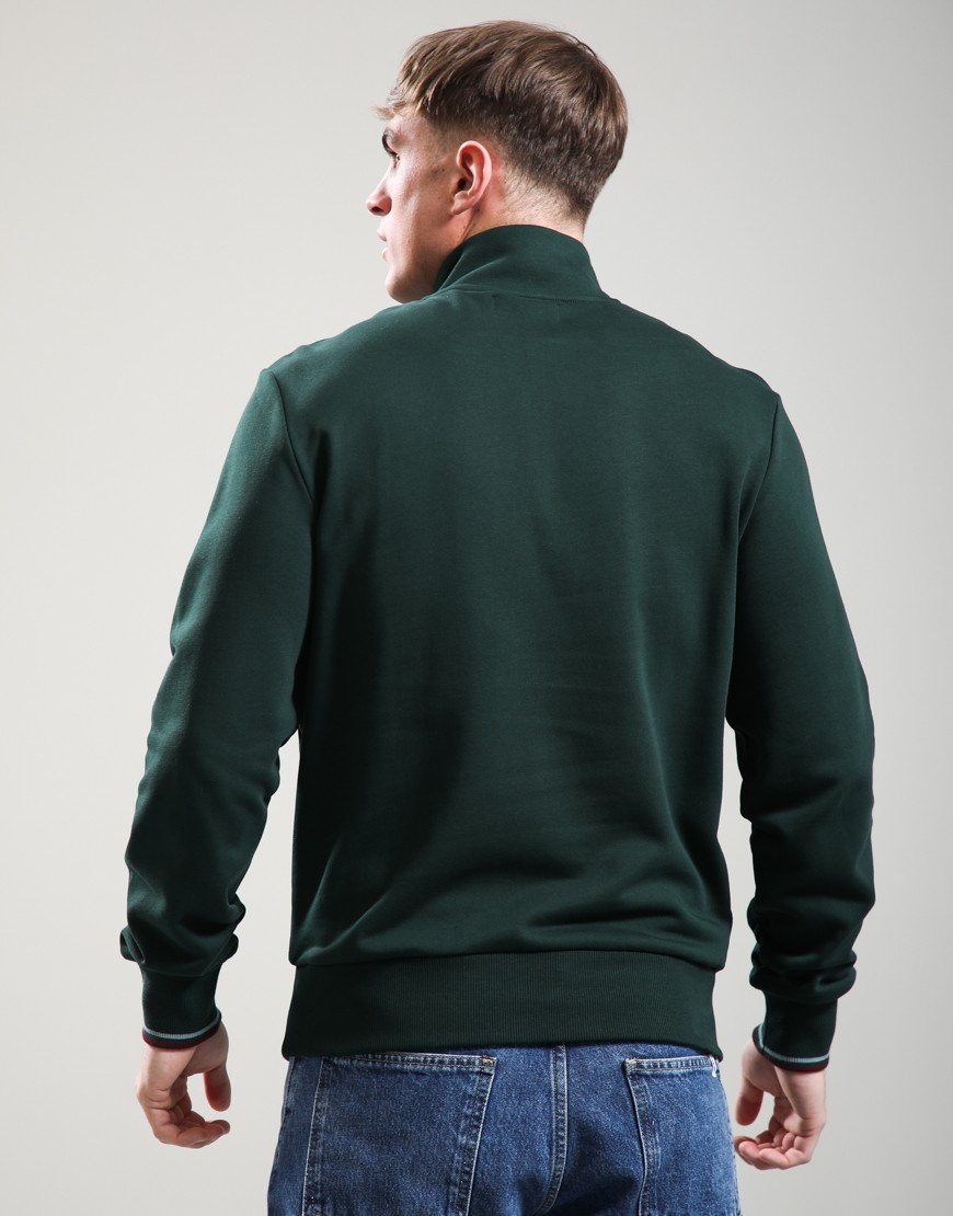 Fred Perry Half Zip Sweat Grass Roots/Stockport Blue/Oxblood