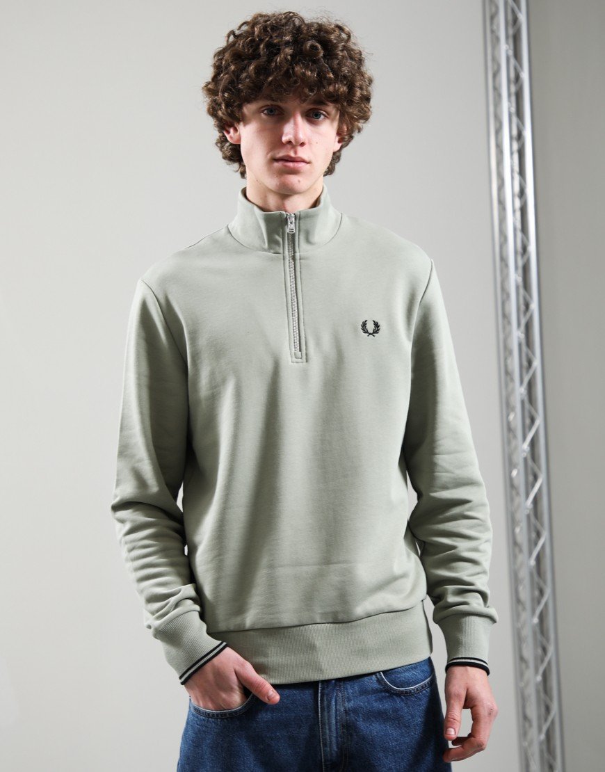 Fred Perry Half Zip Sweat Seagrass/Black