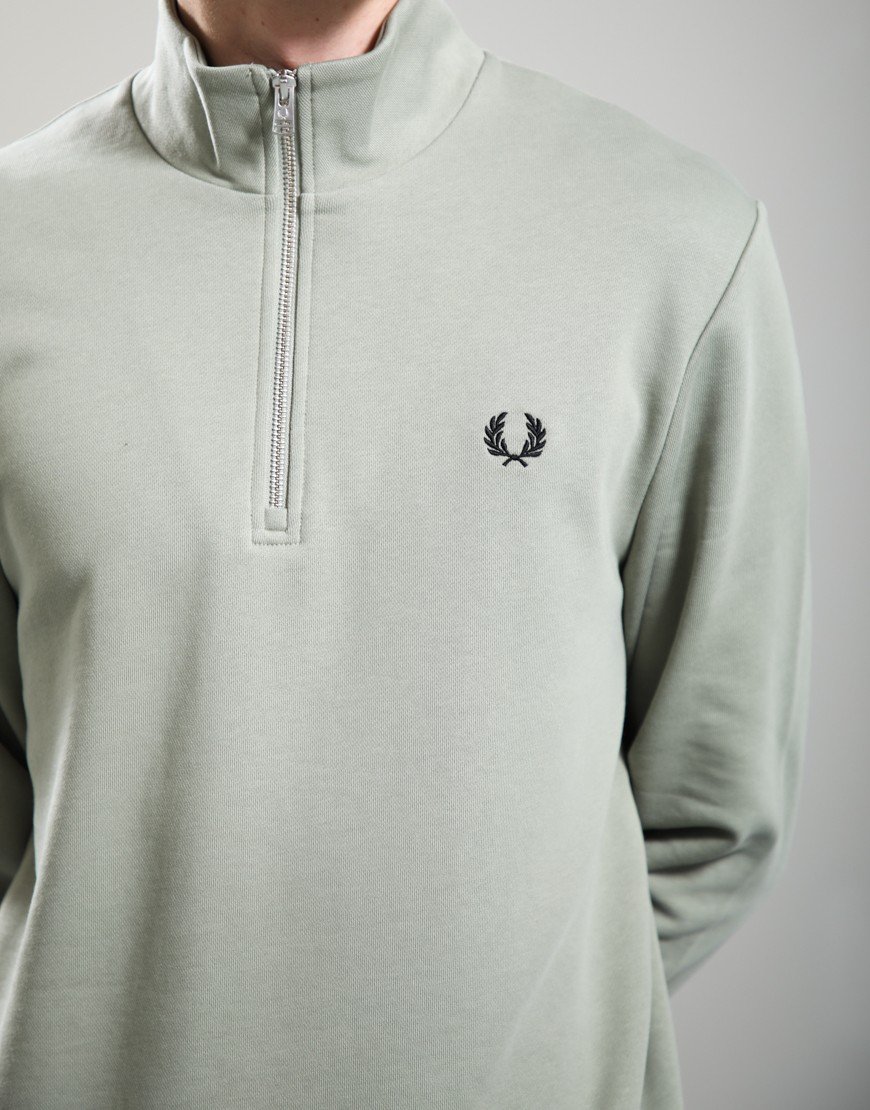 Fred Perry Half Zip Sweat Seagrass/Black