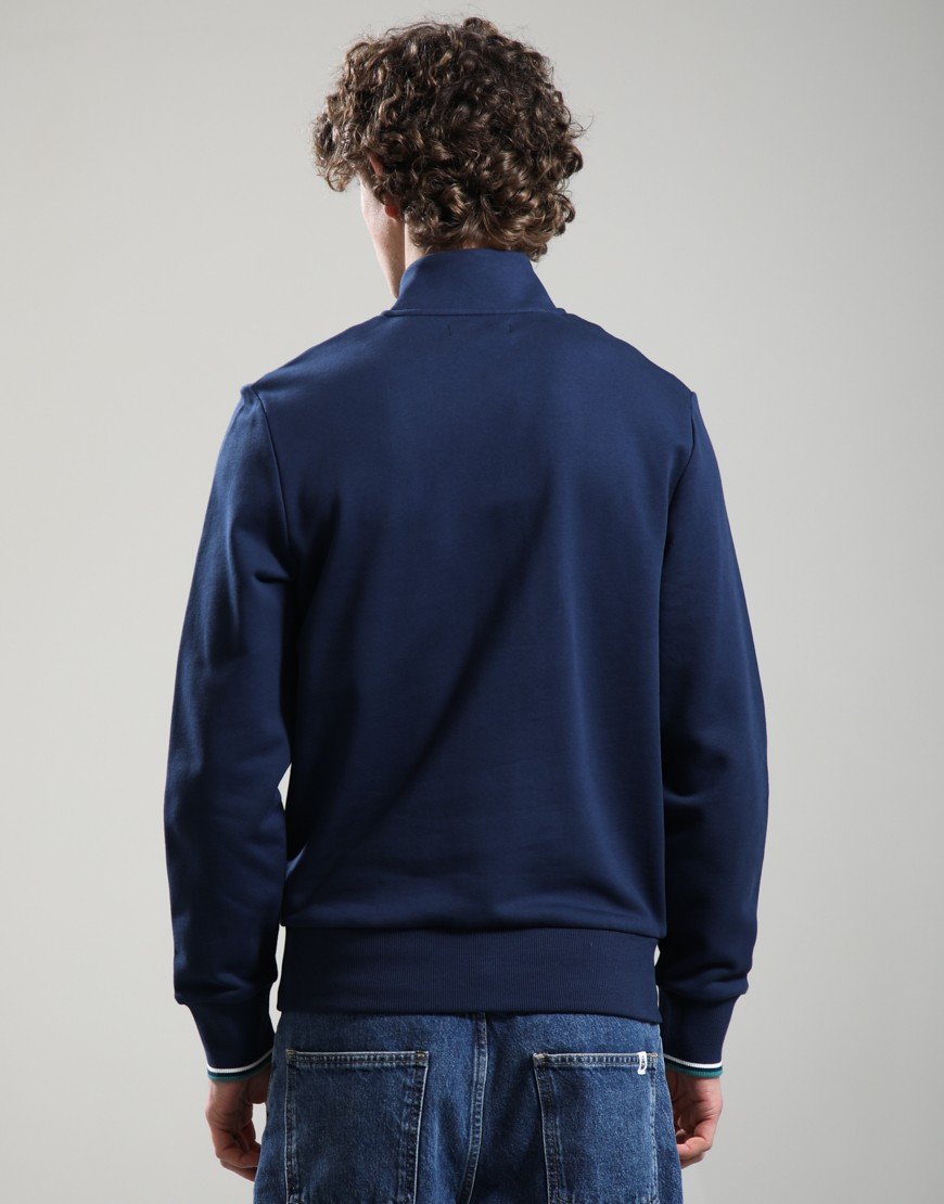 Fred Perry Half Zip Sweat Tennis Blue/Snow White/Deep Mint