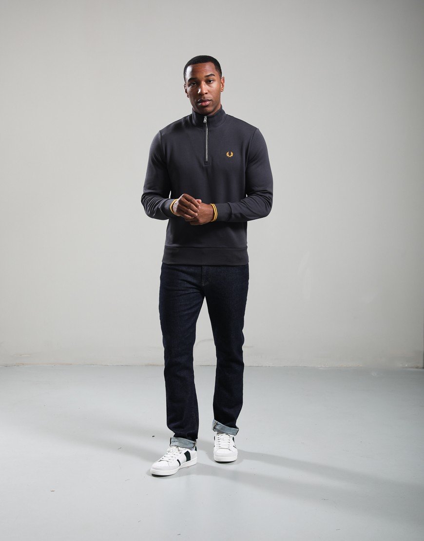 Fred Perry Half Zip Sweatshirt Anchor Grey/Golden