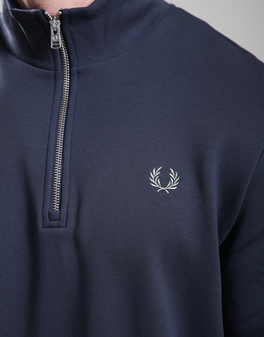 Fred Perry Half Zip Sweat Dark Airforce/Ecru/Seagrass