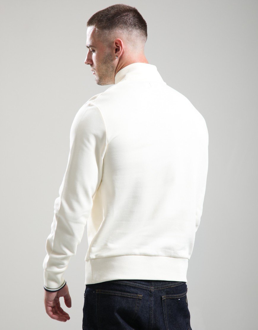 Fred Perry Half Zip Sweat Ecru/Seagrass/Dark Airforce