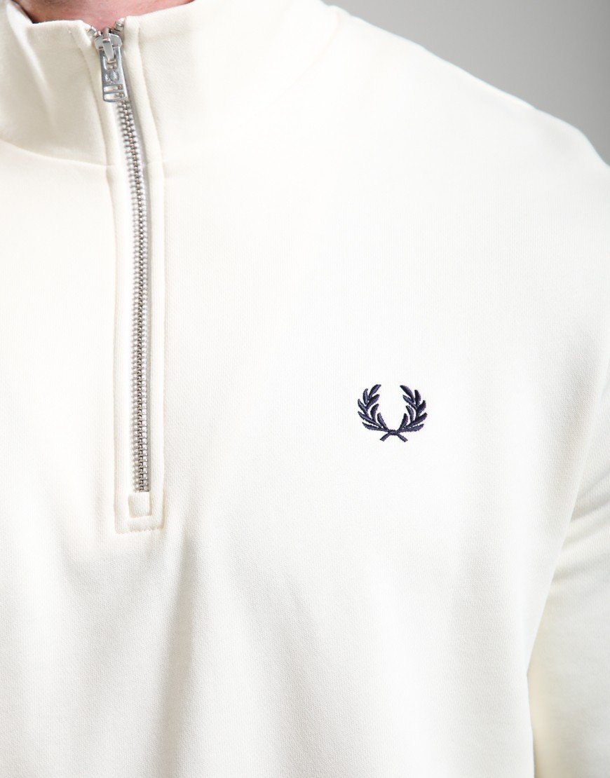 Fred Perry Half Zip Sweat Ecru/Seagrass/Dark Airforce