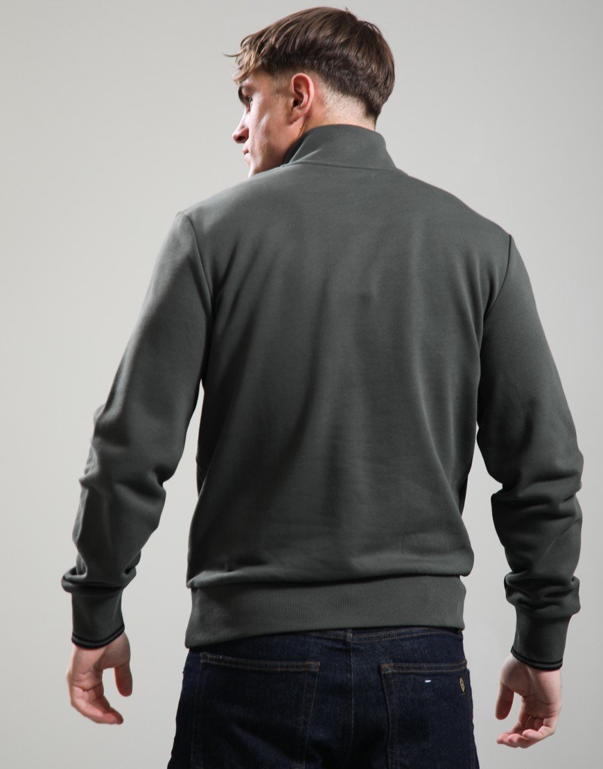 Fred Perry Half Zip Sweats Field Green/Black