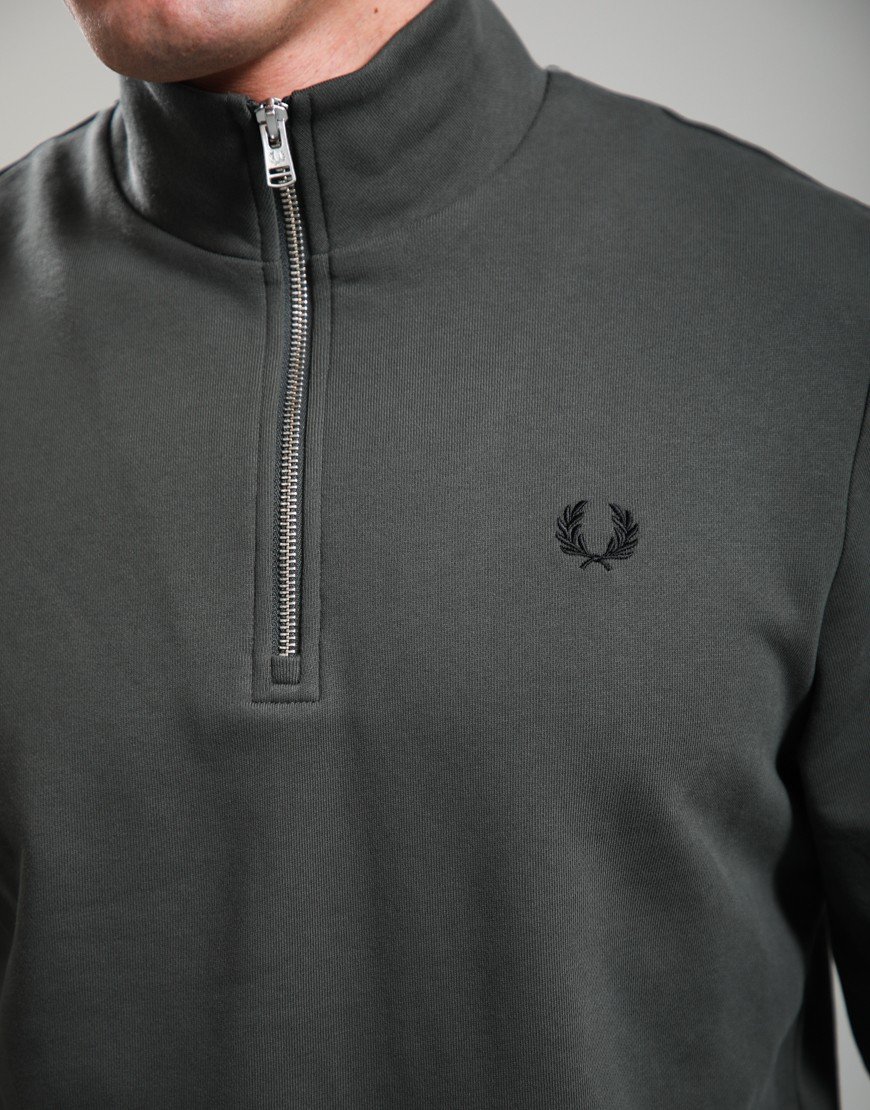 Fred Perry Half Zip Sweats Field Green/Black
