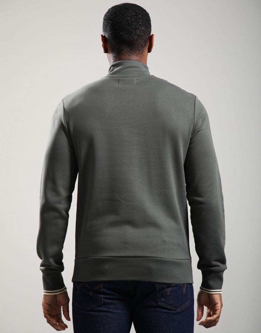Fred Perry Half Zip Sweatshirt Field Green/Oatmeal