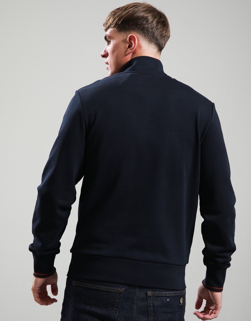 Fred Perry Half Zip Sweatshirt Navy/Brandy/Rich Brown