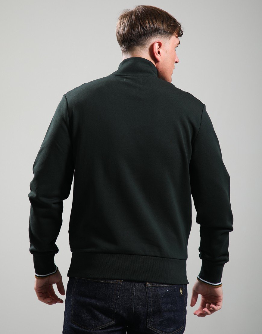 Fred Perry Half Zip Sweatshirt Night Green/Dark Caramel