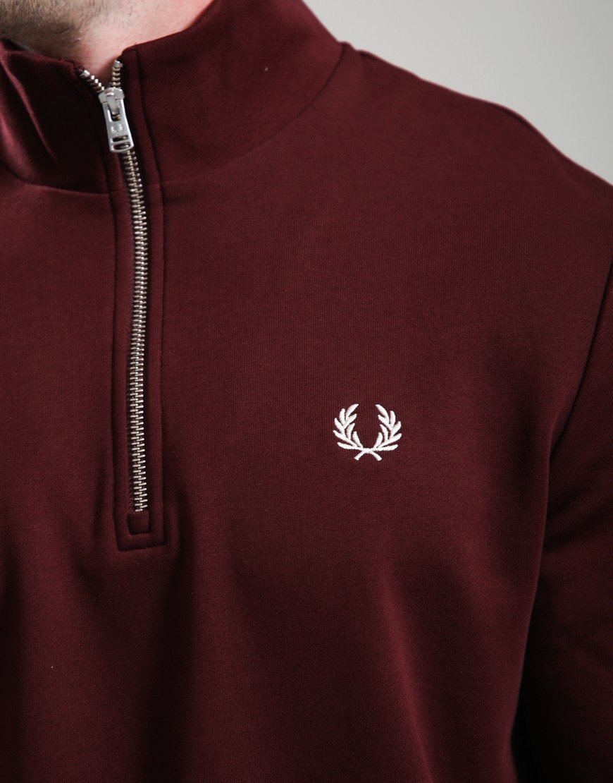 Fred Perry Half Zip Sweat Oxblood/Ecru