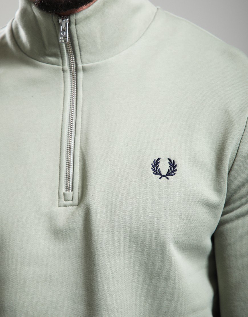 Fred Perry Half Zip Sweat Seagrass/Ecru/Dark Airforce