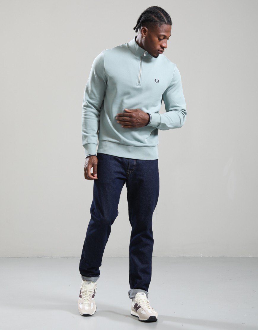Fred Perry Half Zip Sweat Silver Blue/Dark Airforce