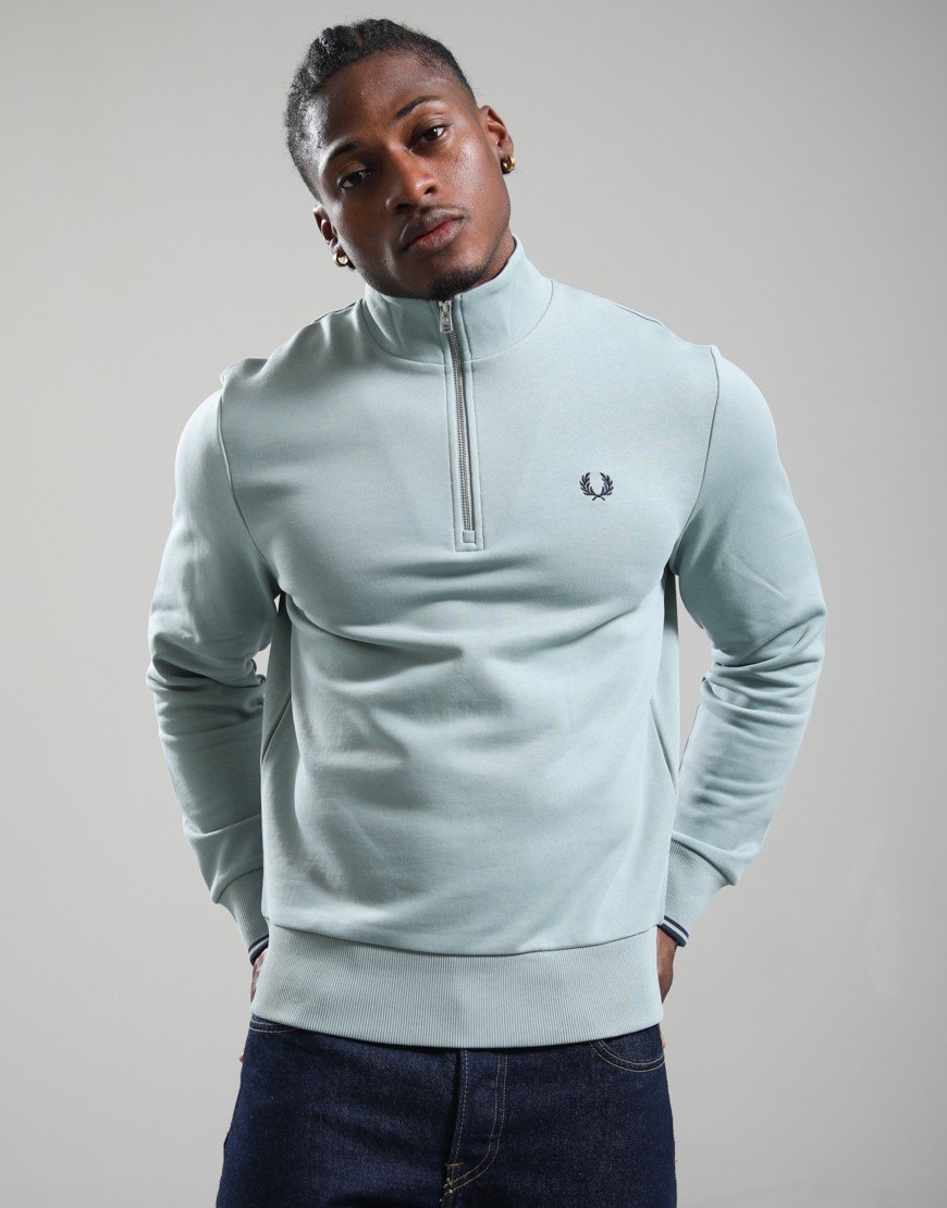 Fred Perry Half Zip Sweat Silver Blue/Dark Airforce