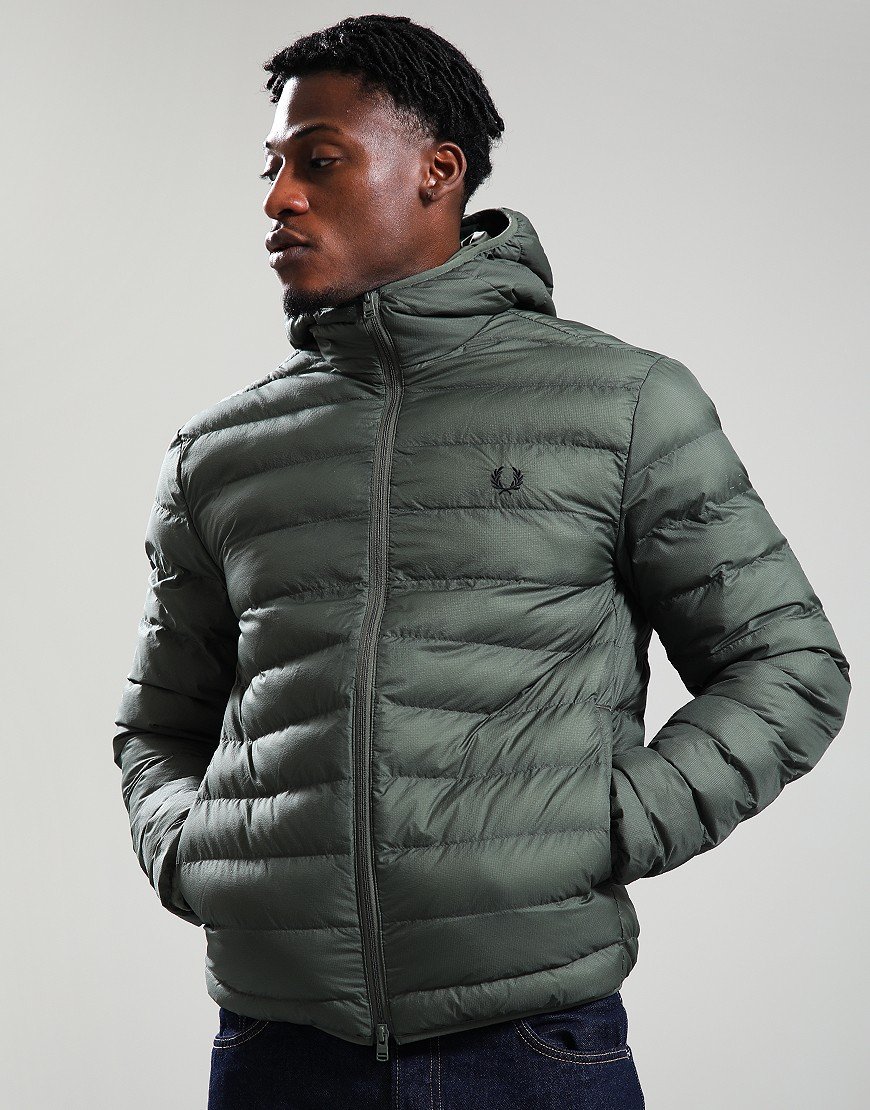 Fred Perry Hooded Insulated Jacket Laurel Wreath Green