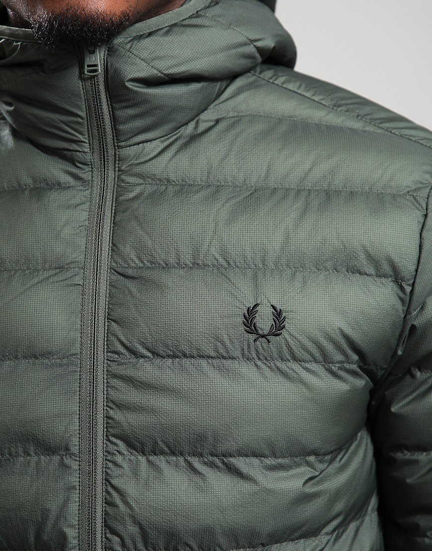Fred Perry Hooded Insulated Jacket Laurel Wreath Green