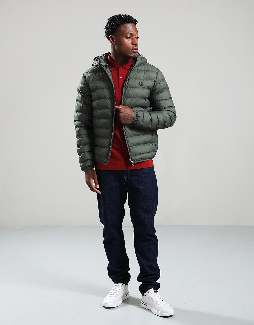 Fred Perry Hooded Insulated Jacket Laurel Wreath Green