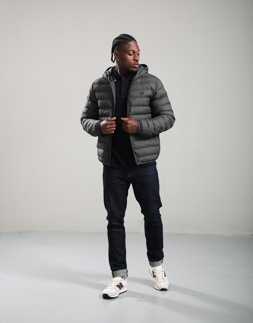 Fred Perry Hooded Insulated Jacket Field Green