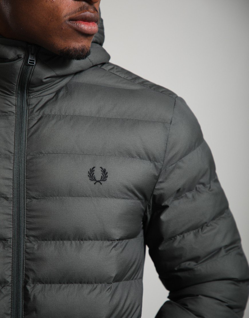 Fred Perry Hooded Insulated Jacket Field Green