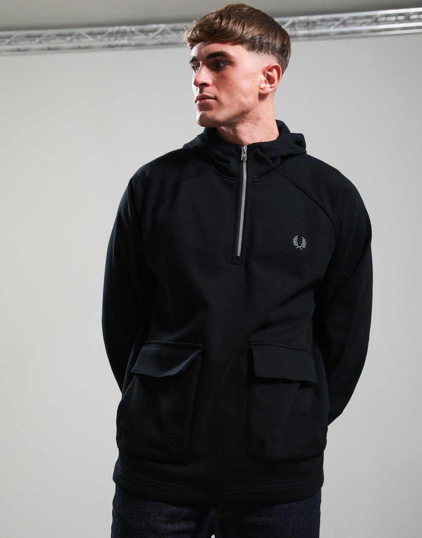 Fred Perry Hooded Smock Sweatshirt Black