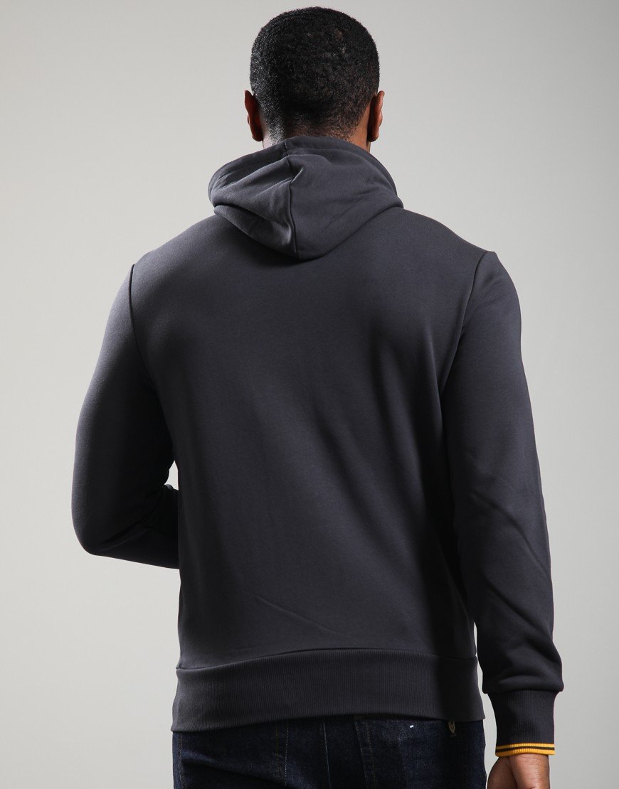 Fred Perry Hooded Zip Through Sweatshirt Anchor Grey/Golden