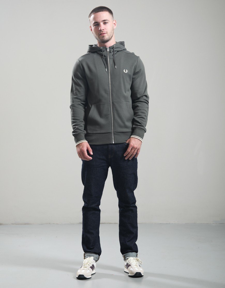 Fred Perry Hooded Zip Sweat Field Green/Oatmeal