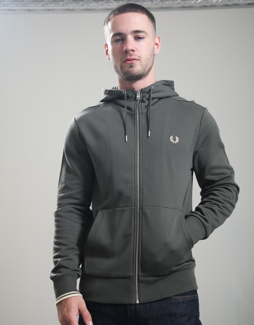 Fred Perry Hooded Zip Sweat Field Green/Oatmeal
